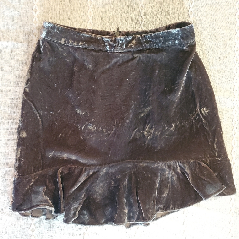 Madewell Velvet Mini Skirt  Silver